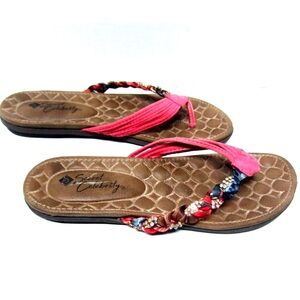 SECRET CELEBRITY WOMENS STRAPPY EMBELLISHED COMFORT SANDALS SIZE  9 FLIP FLOPS